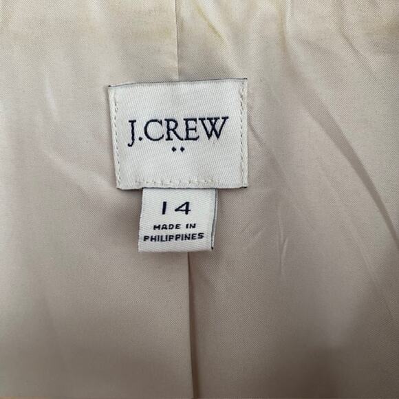 J. Crew Factory Linen Cotton Blend 1-Button Blazer Beige Lined Coastal Women 14 - Picture 4 of 10
